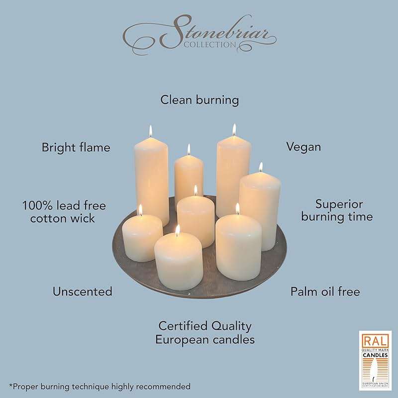 Stonebriar Unscented White Tall Pillar Candles, 65 Hour Burning Candle Pillars, Perfect for Decor, Weddings, Emergencies 3" X 6", 6 count - Image 12