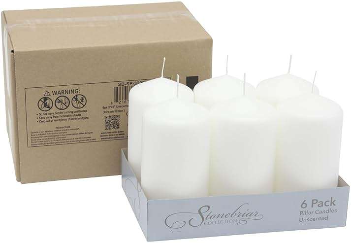 Stonebriar Unscented White Tall Pillar Candles, 65 Hour Burning Candle Pillars, Perfect for Decor, Weddings, Emergencies 3" X 6", 6 count - Image 4