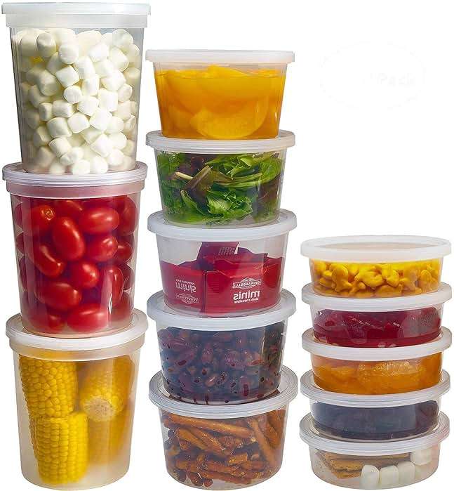 DuraHome Food Storage Containers with Lids 8oz, 16oz, 32oz Freezer Deli Cups Combo Pack, 44 Sets BPA-Free Leakproof Round Clear Takeout Container Meal Prep Microwavable, Airtight Lids (Mixed Sizes) - Image 1