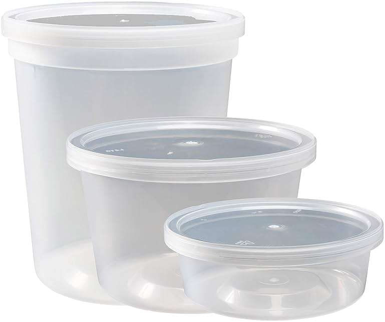 DuraHome Food Storage Containers with Lids 8oz, 16oz, 32oz Freezer Deli Cups Combo Pack, 44 Sets BPA-Free Leakproof Round Clear Takeout Container Meal Prep Microwavable, Airtight Lids (Mixed Sizes) - Image 3