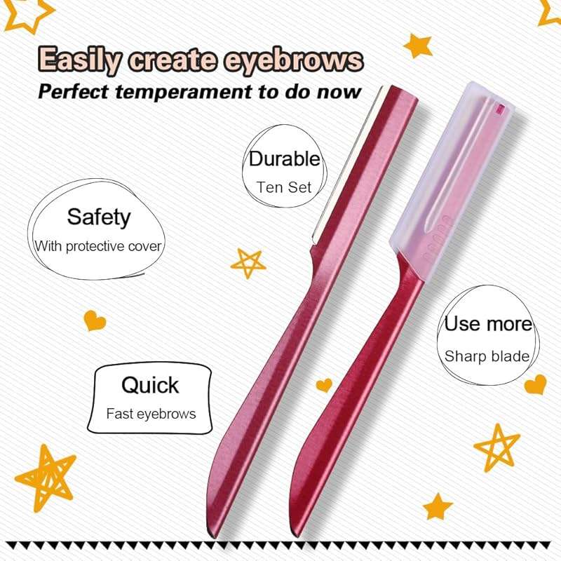 Eyebrow Trimmer, Completely Stainless Steel Eyebrow Razor Shaper for Men and Women, Grooming Shavers(10 pcs/box) - Image 6