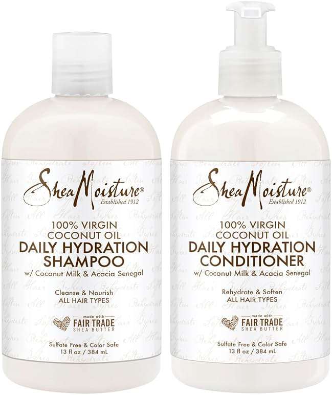 SheaMoisture Shampoo & Conditioner Set, Daily Hydration with Pure Coconut Oil – New Look, Improved Creamy Lather, Cruelty-Free, 13 Oz Ea - Image 1