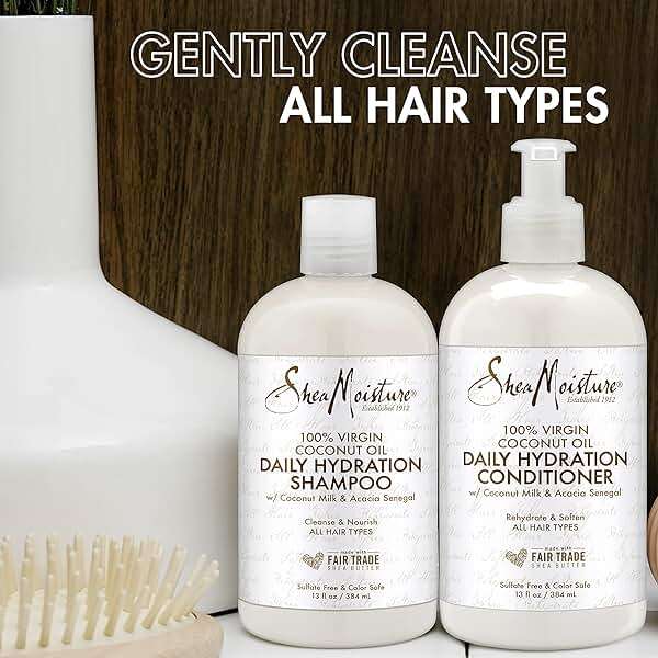 SheaMoisture Shampoo & Conditioner Set, Daily Hydration with Pure Coconut Oil – New Look, Improved Creamy Lather, Cruelty-Free, 13 Oz Ea - Image 3