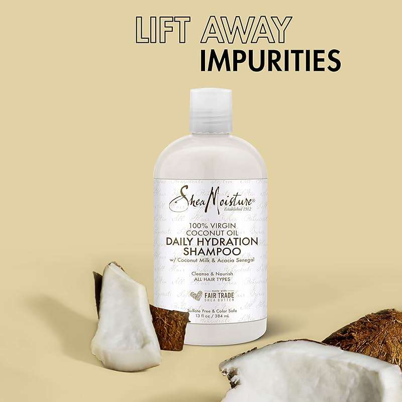 SheaMoisture Shampoo & Conditioner Set, Daily Hydration with Pure Coconut Oil – New Look, Improved Creamy Lather, Cruelty-Free, 13 Oz Ea - Image 4