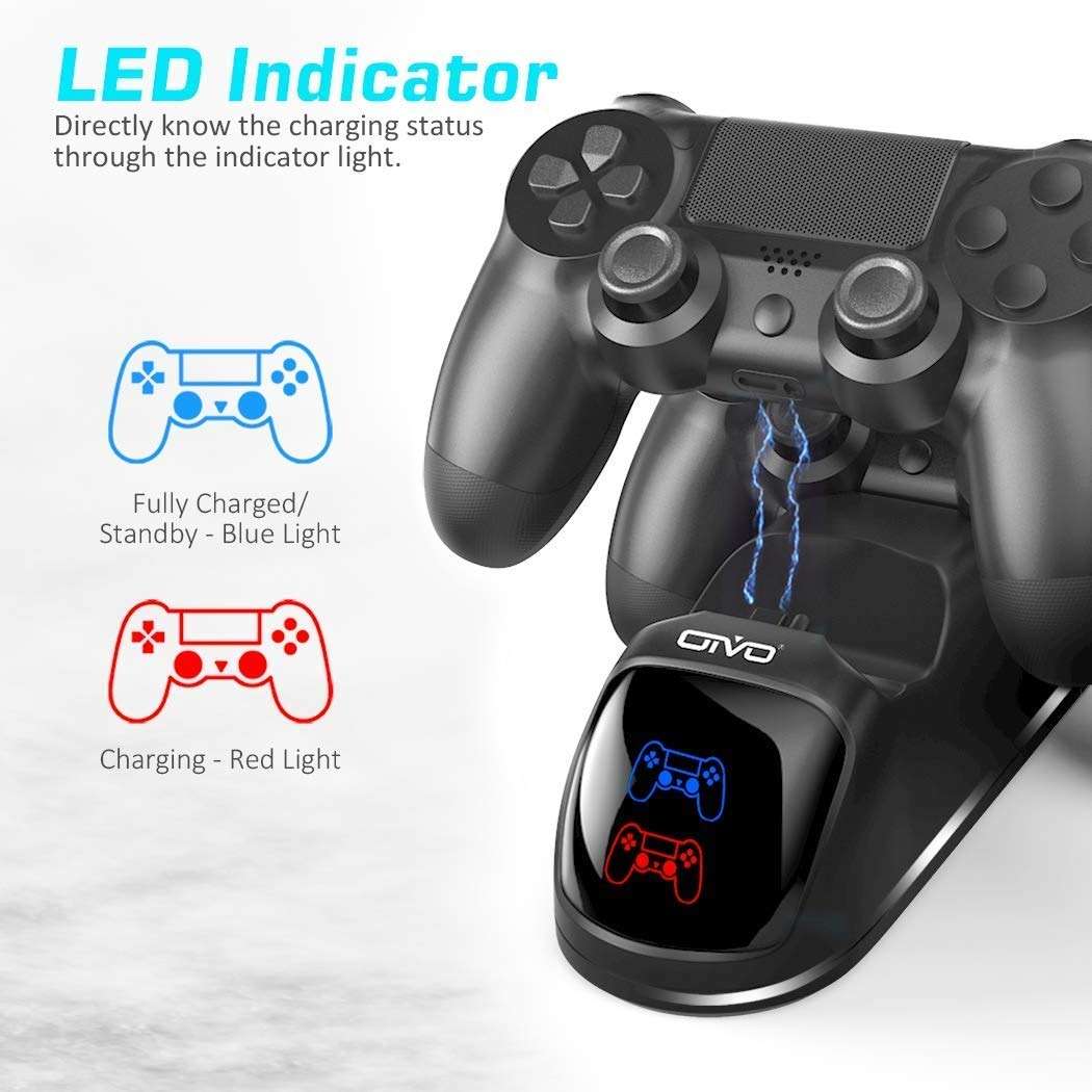 PS4 Controller Charger Dock Station, OIVO 1.8Hrs PS4 Controller Charging Dock, Charging Station Replacement for PlayStation 4 Dualshock 4 Charger PlayStation 4 Cases & Storage - Image 2