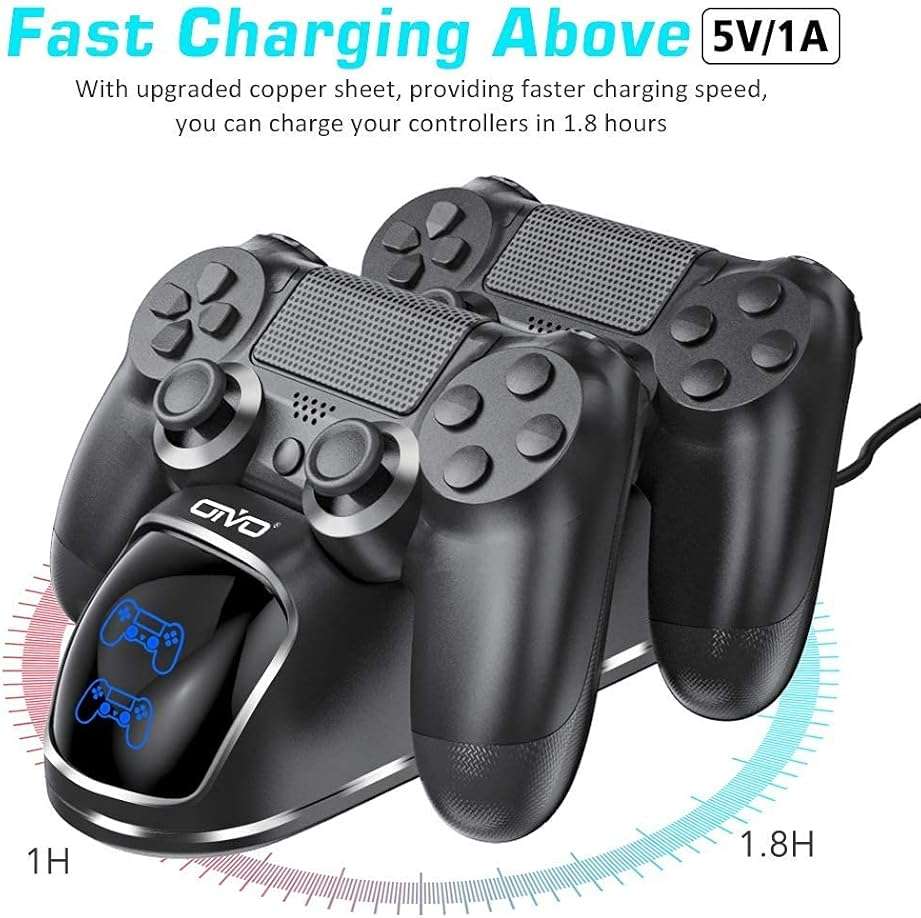 PS4 Controller Charger Dock Station, OIVO 1.8Hrs PS4 Controller Charging Dock, Charging Station Replacement for PlayStation 4 Dualshock 4 Charger PlayStation 4 Cases & Storage - Image 3