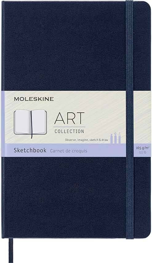 Moleskine Art Sketchbook, Hard Cover, Large (5" x 8.25") Plain/Blank, Sapphire Blue, 104 Pages - Image 1