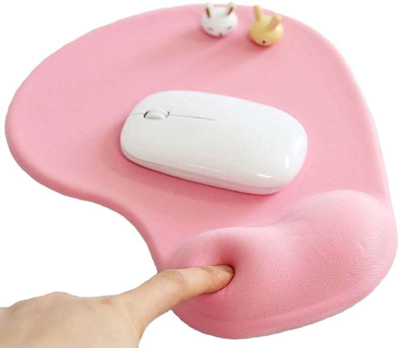 Office Mousepad with Gel Wrist Support - Ergonomic Gaming Desktop Mouse Pad Wrist Rest - Design Gamepad Mat Rubber Base for Laptop Computer -Silicone Non-Slip Special-Textured Surface (01Pink) - Image 1