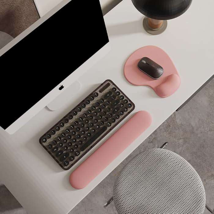 Office Mousepad with Gel Wrist Support - Ergonomic Gaming Desktop Mouse Pad Wrist Rest - Design Gamepad Mat Rubber Base for Laptop Computer -Silicone Non-Slip Special-Textured Surface (01Pink) - Image 2