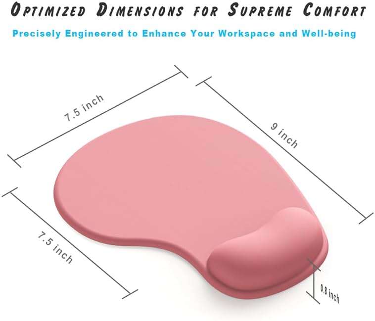 Office Mousepad with Gel Wrist Support - Ergonomic Gaming Desktop Mouse Pad Wrist Rest - Design Gamepad Mat Rubber Base for Laptop Computer -Silicone Non-Slip Special-Textured Surface (01Pink) - Image 7