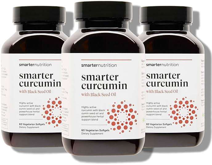 SMARTERNUTRITION Curcumin Softgels - Vegan High Absorption 400 mg Curcumin Supplement Standardized to 95% Tetrahydrocurcuminoids + Black Seed Oil & Ginger for Joint & Immune Health - 180 Ct - Image 1