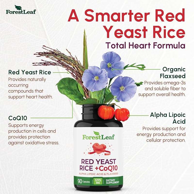 Red Yeast Rice 1215 mg. Capsules - Extra Strength Red Rice Yeast with CoQ10 Supplement, Plus Alpha Lipoic Acid & Organic Flaxseed, Citrinin Free, Supports Cardiovascular Health, Non-GMO 90 Veggie Caps - Image 4