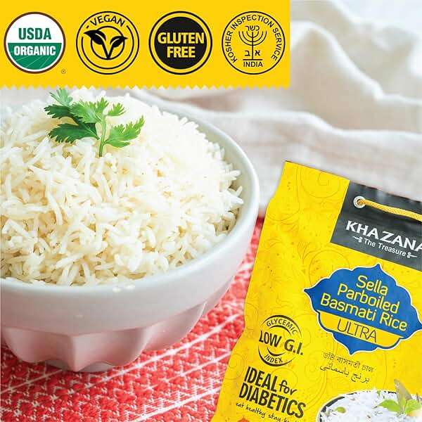 Authentic Ultra Long Sella Parboiled Basmati Rice by Khazana in 10 lb Bag - Aromatic and Flavorful Indian Grain - Non-GMO, Gluten Free, Kosher, Cholesterol Free - Image 5