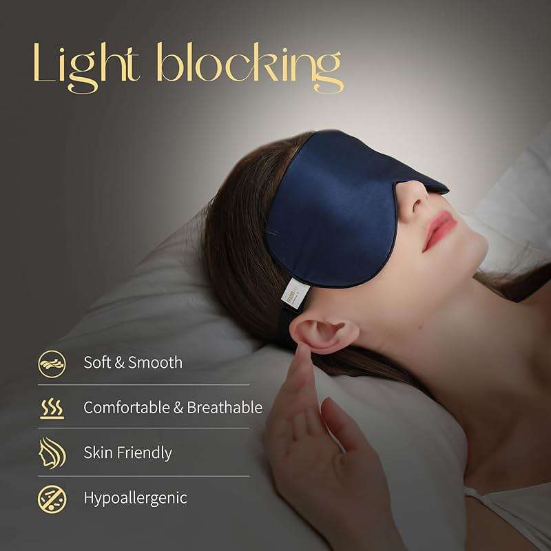 ZIMASILK 100% Mulberry Silk Sleep Mask with Adjustable Strap, Super-Smooth Soft Natural Silk Eye Mask for Sleep, Multiple Color Options(Navy Blue) - Image 2