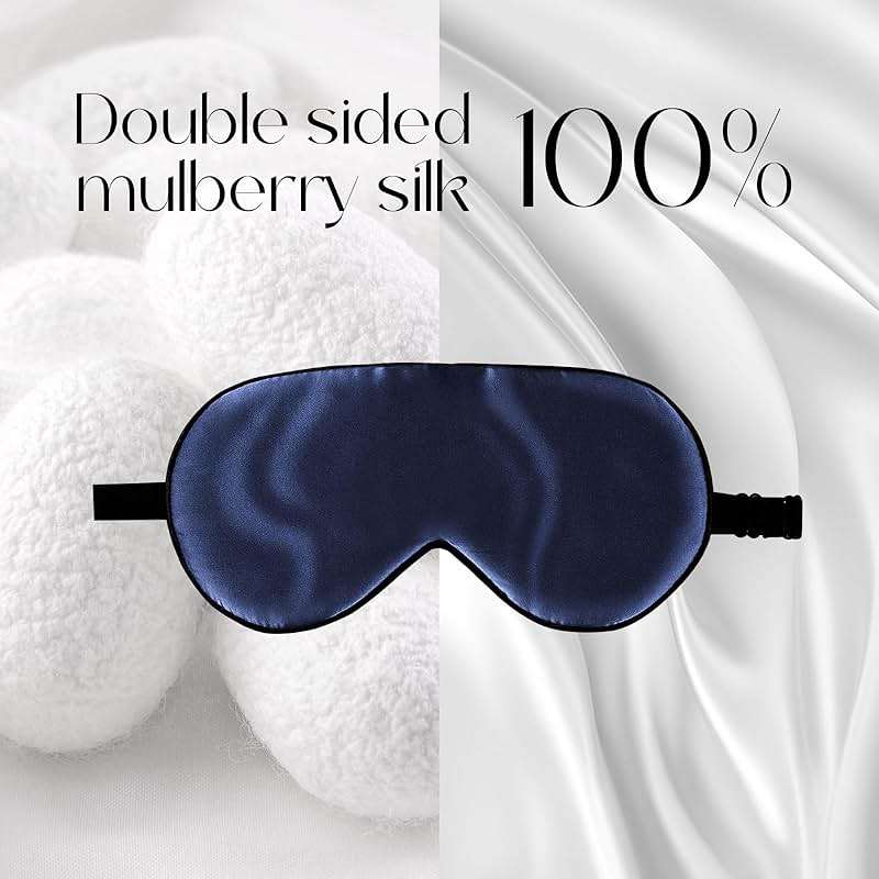 ZIMASILK 100% Mulberry Silk Sleep Mask with Adjustable Strap, Super-Smooth Soft Natural Silk Eye Mask for Sleep, Multiple Color Options(Navy Blue) - Image 3