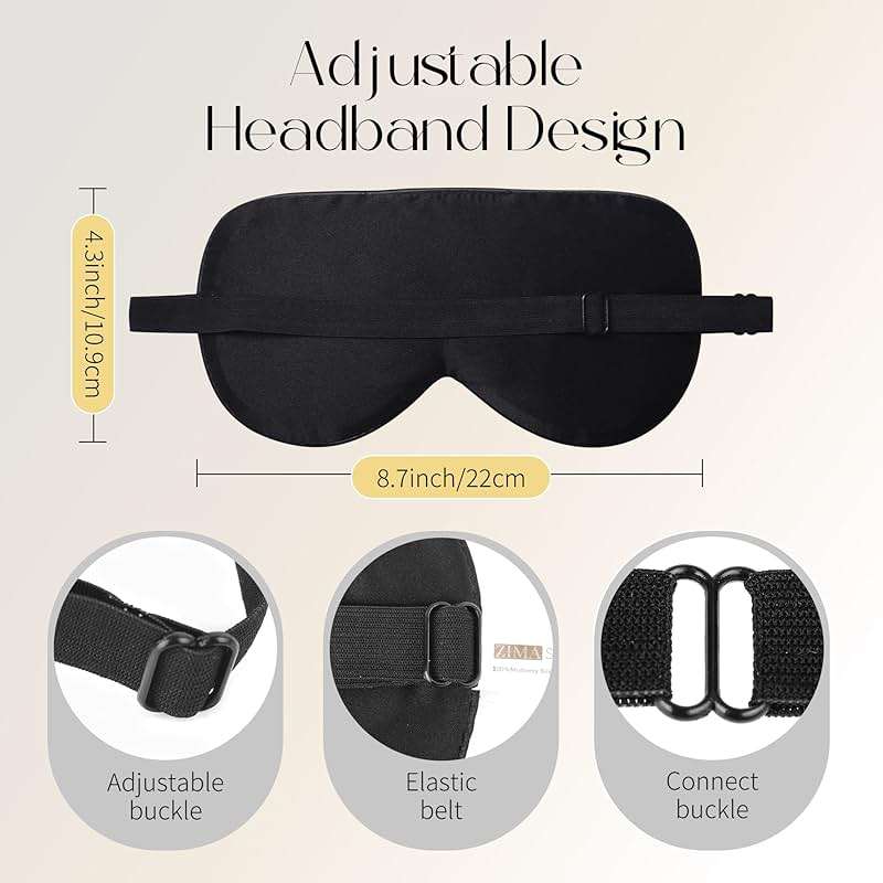 ZIMASILK 100% Mulberry Silk Sleep Mask with Adjustable Strap, Super-Smooth Soft Natural Silk Eye Mask for Sleep, Multiple Color Options(Navy Blue) - Image 4