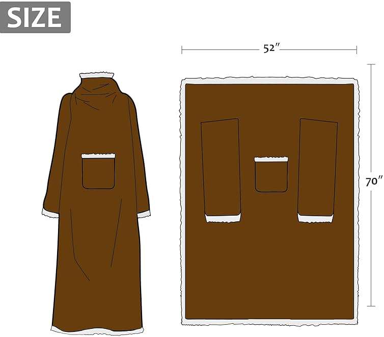 Catalonia Sherpa Wearable Blanket with Sleeves Arms, Comfy Sleeved TV Wrap Blanket, Large Snuggly Throw for Women and Men, Gift for Her - Image 6