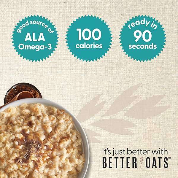 Better Oats 100 Calorie Maple & Brown Sugar Oatmeal, 10 Pouches (Pack of 6) | Made With Whole Grains, Rolled Grains, Flax Seeds, Cooks in 90 Seconds - Image 4