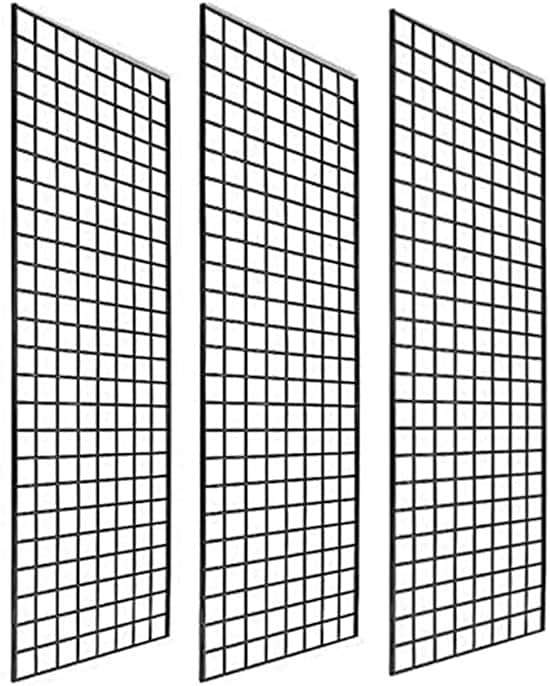 Only Garment Racks #1900B (Box of 3) Grid Panel for Retail Display - Perfect Metal Grid for Any Retail Display, 2'x 6', 3 Grids Per Carton (Black Finish) - Image 1