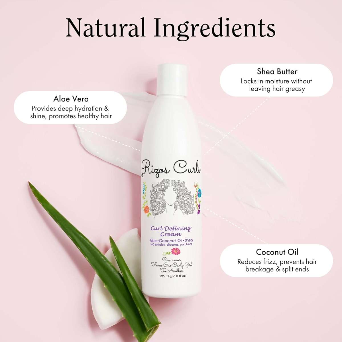 Rizos Curls Curl Defining Cream for Wavy, Curly, Coily Hair – Frizz Control, Defines, Softens, Moisturizes, Adds Shine for 1a–4c Hair Types – Sulfate & Paraben - Image 3