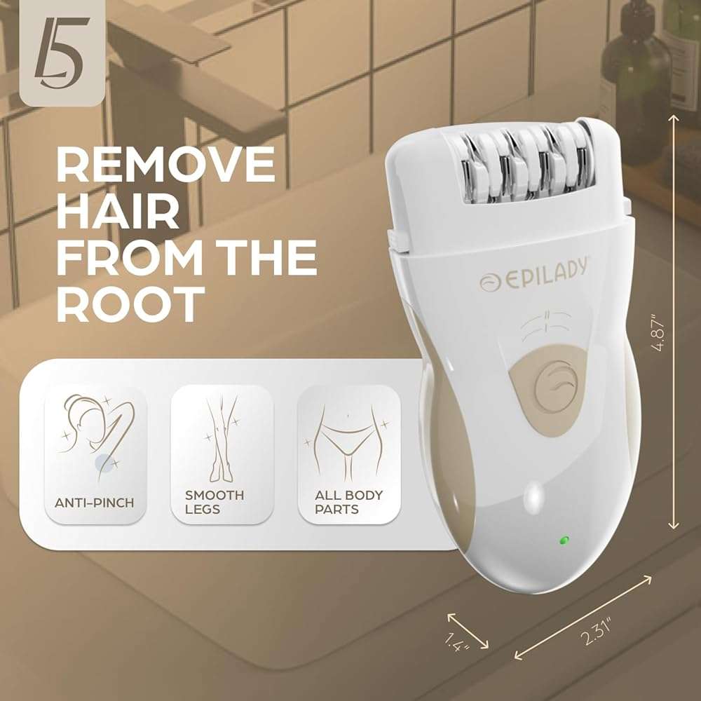 Epilady Legend 5 Rechargeable Cordless Epilator for Women, 56-Tweezer Dual Speed Full Body Hair Removal Device for Legs, Underarms, & Bikini, Long-Lasting Smooth Skin, Travel Case Included - Image 6