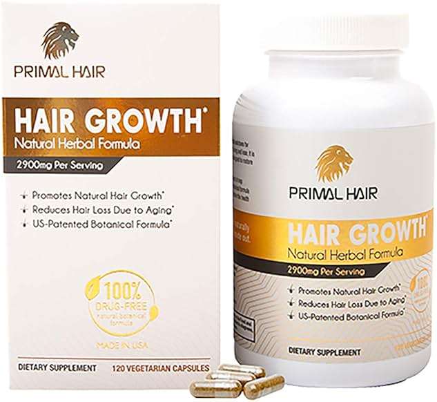 Primal Hair Natural Hair Growth Supplement for Men & Women - US Patented Botanical Formula for Thicker Fuller Hair - Anti-Hair Loss & Scalp Wellness - 100% Vegan, Non-GMO - 120ct (30-Day Supply) - Image 7