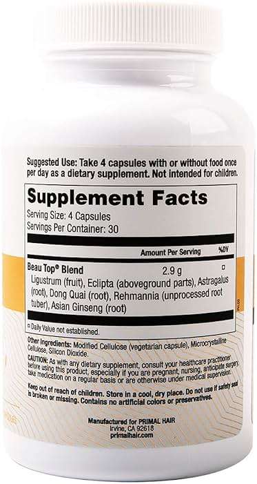 Primal Hair Natural Hair Growth Supplement for Men & Women - US Patented Botanical Formula for Thicker Fuller Hair - Anti-Hair Loss & Scalp Wellness - 100% Vegan, Non-GMO - 120ct (30-Day Supply) - Image 9