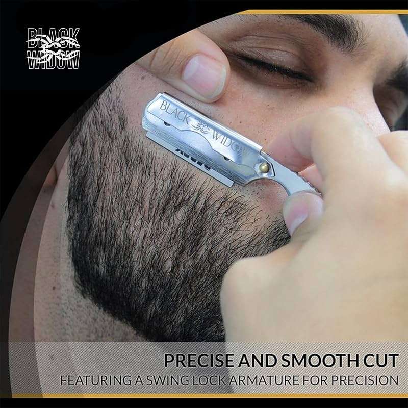 Black Widow Professional Straight Edge Razor Kit with 10 Blades – Stainless Steel Barber Razor for Men’s Shaving, Classic Barbero Shaver for Smooth, Precise, and Comfortable Shaves - Image 5