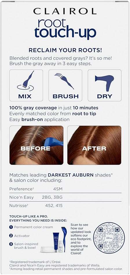 Clairol Root Touch-Up by Nice'n Easy Permanent Hair Dye, 3.5R Darkest Auburn Hair Color, Pack of 1 - Image 2