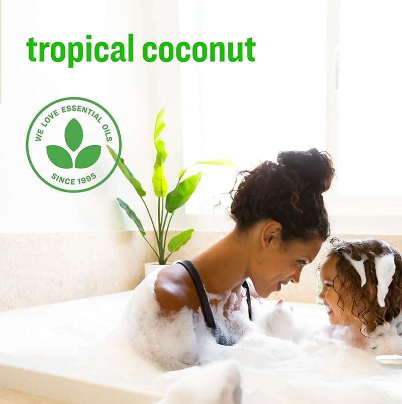 Everyone 3-in-1 Kids Soap, Body Wash, Bubble Bath, Shampoo, 32 Ounce (Pack of 2), Tropical Coconut, made with Essential Oils for Toddlers, Tweens and Teens - Image 4