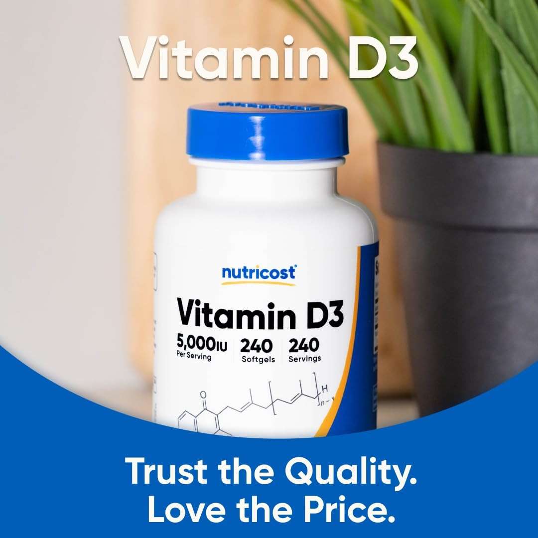 Nutricost Vitamin D3 5,000 IU (125mcg), 240 Softgels - Non-GMO and Gluten Free Vitamin D - Image 5