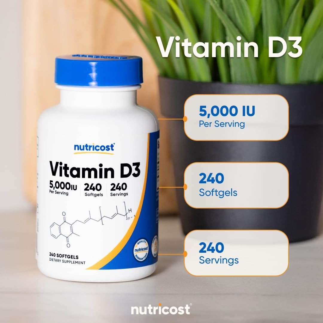 Nutricost Vitamin D3 5,000 IU (125mcg), 240 Softgels - Non-GMO and Gluten Free Vitamin D - Image 6