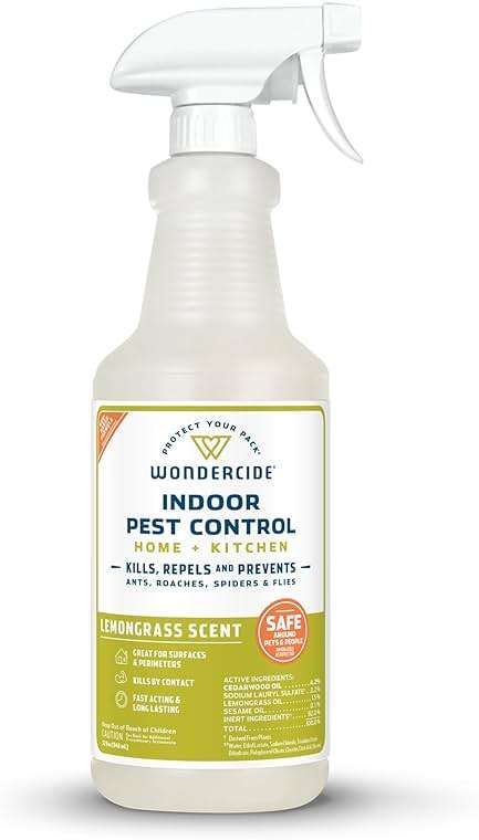 Wondercide - Indoor Pest Control Spray for Home and Kitchen - Ant, Roach, Spider, Fly, Flea, Bug Killer and Insect Repellent - with Natural Essential Oils - Pet and Family Safe — Lemongrass 32 oz - Image 1
