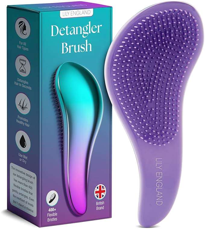 Lily England Detangler Hair Brush for Curly, Thick, Straight & Natural Hair - Gentle Detangling Brush for Women, Kids & Toddlers with Flexible Bristles - Smooth Hairbrush for Wet & Dry Hair, Ombre - Image 1