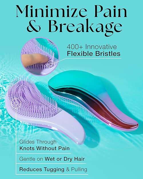 Lily England Detangler Hair Brush for Curly, Thick, Straight & Natural Hair - Gentle Detangling Brush for Women, Kids & Toddlers with Flexible Bristles - Smooth Hairbrush for Wet & Dry Hair, Ombre - Image 3