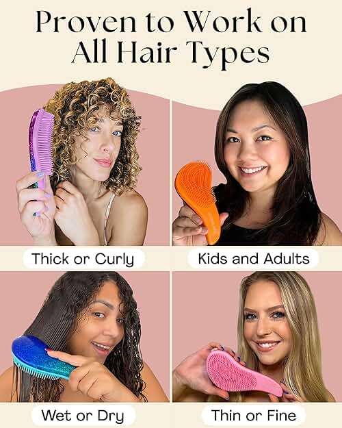 Lily England Detangler Hair Brush for Curly, Thick, Straight & Natural Hair - Gentle Detangling Brush for Women, Kids & Toddlers with Flexible Bristles - Smooth Hairbrush for Wet & Dry Hair, Ombre - Image 5