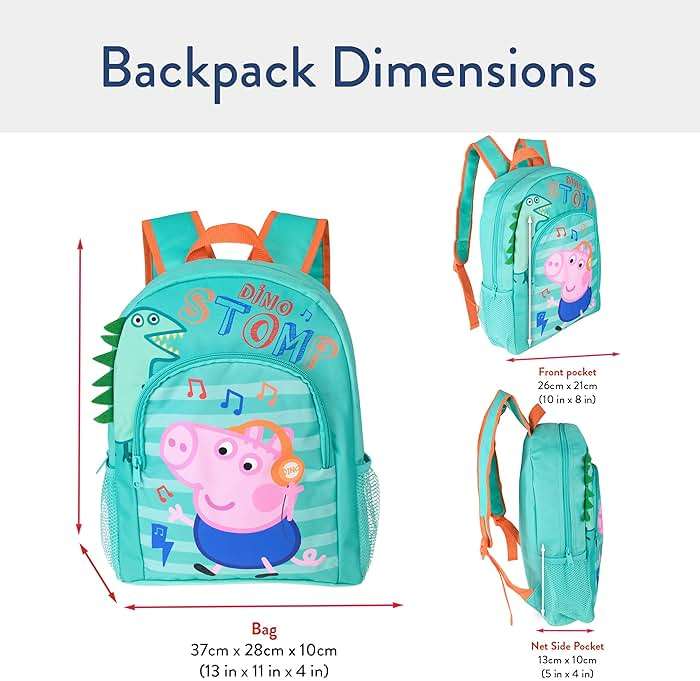 Peppa Pig Backpack For Boys | George Pig Backpack | Multicoloured One Size - Image 2