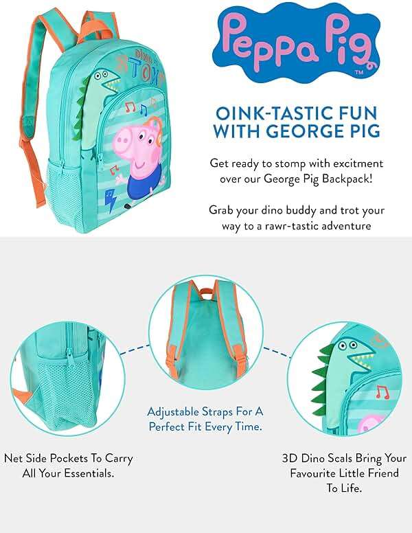 Peppa Pig Backpack For Boys | George Pig Backpack | Multicoloured One Size - Image 4