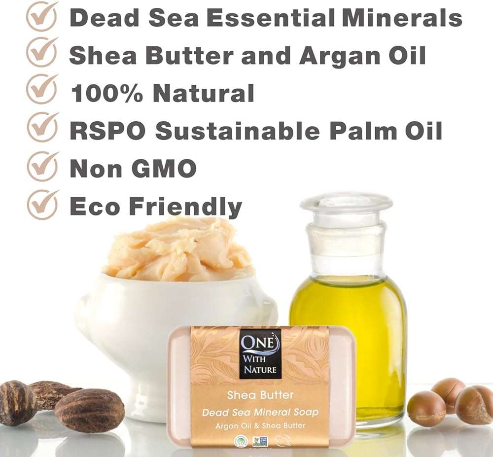 One With Nature Dead Sea Salt Shea Butter Soap 7oz 3-Pack – Purifying and Exfoliating Soap Bar with Dead Sea Minerals for Face & Body, for Men & Women - Image 3