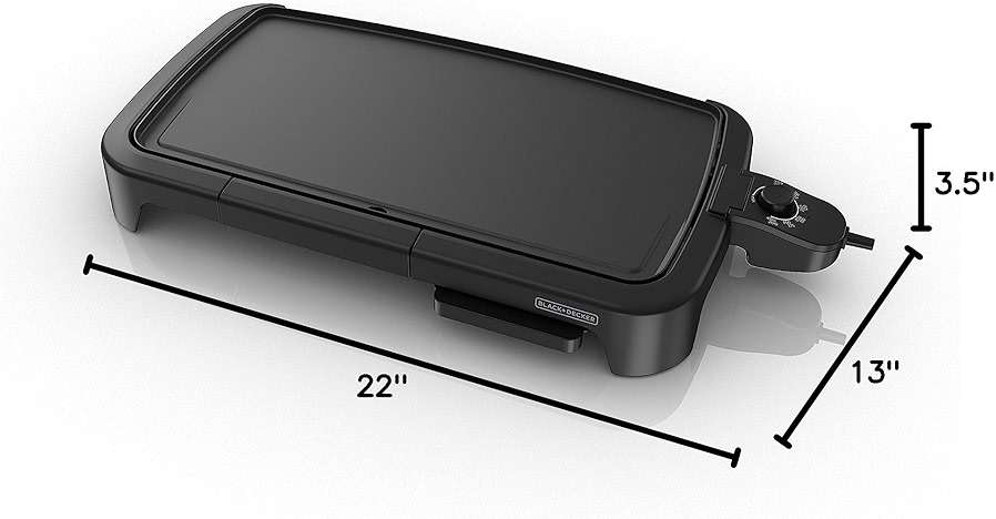BLACK+DECKER 8-Serving Electric Griddle, GD2051B, Non-Stick Cooking Surface, Warming Tray, Removable Drip Tray, Family Sized - Image 2