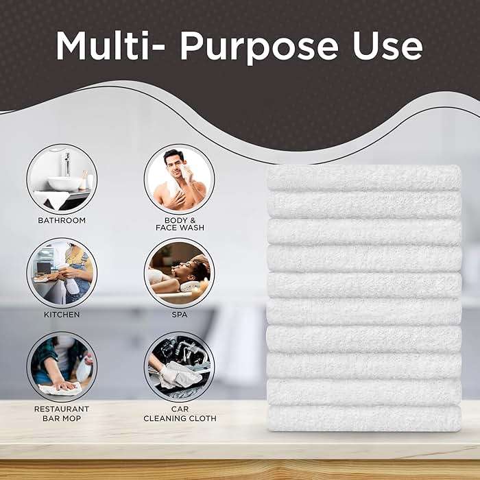 DecorRack 10 Pack 100% Cotton Wash Cloth, Luxurious Soft, 12 x 12 inch Ultra Absorbent, Machine Washable Premium Quality Washcloths, White (10 Pack) - Image 5