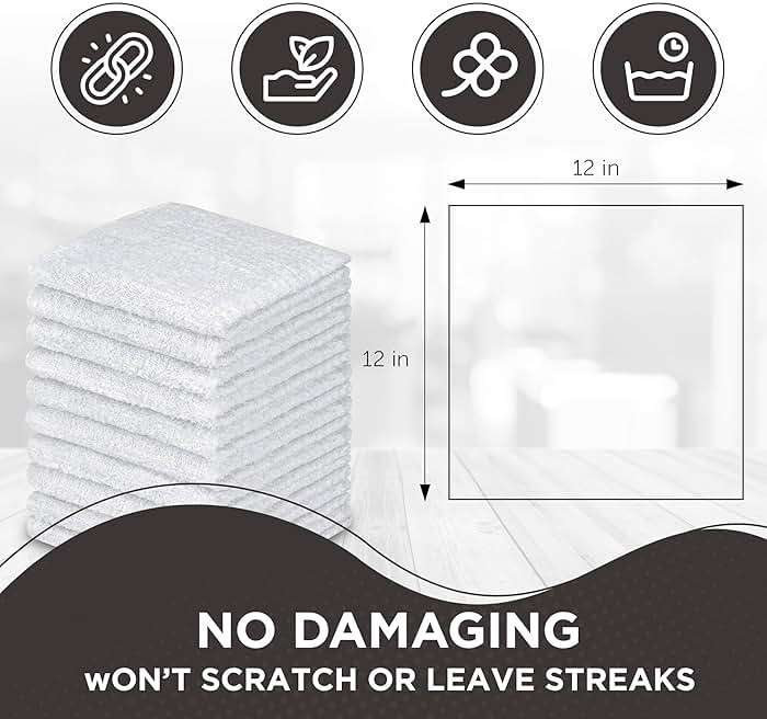 DecorRack 10 Pack 100% Cotton Wash Cloth, Luxurious Soft, 12 x 12 inch Ultra Absorbent, Machine Washable Premium Quality Washcloths, White (10 Pack) - Image 7