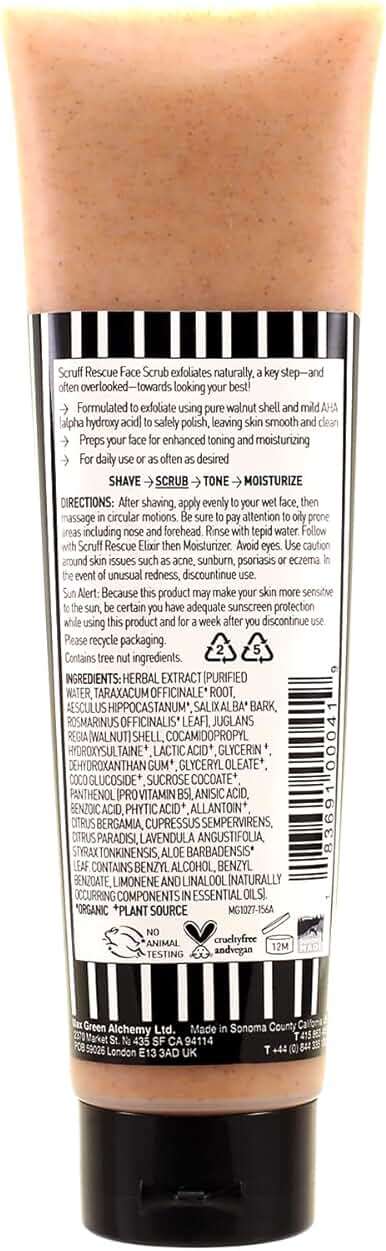 MGA Vegan Face Scrub - Scruff Rescue Face Scrub, Daily Exfoliator & Wash for Deep Cleaning | Prevents Blackheads & Ingrown Hairs | pH Balanced Walnut Shell Microdermabrasion | 5.5 oz - Image 8