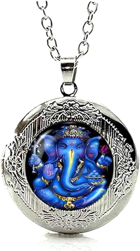 DianaL Boutique Silver Tone Lord Ganesh Ganesha Locket Pendant Necklace Fashion Jewelry - Image 1
