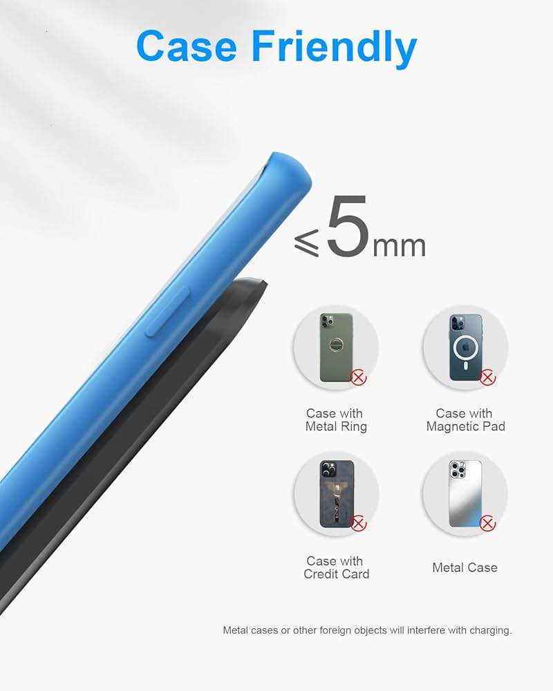 NANAMI Upgraded Fast Wireless Charger, Wireless Charging Stand Compatible with Samsung Galaxy S26/S26+/S25/S24/S23/S22/S21 & Phone Charger Dock for iPhone 17/17 Air/16/16 Plus/16 Pro/15/14/13/12 - Image 7