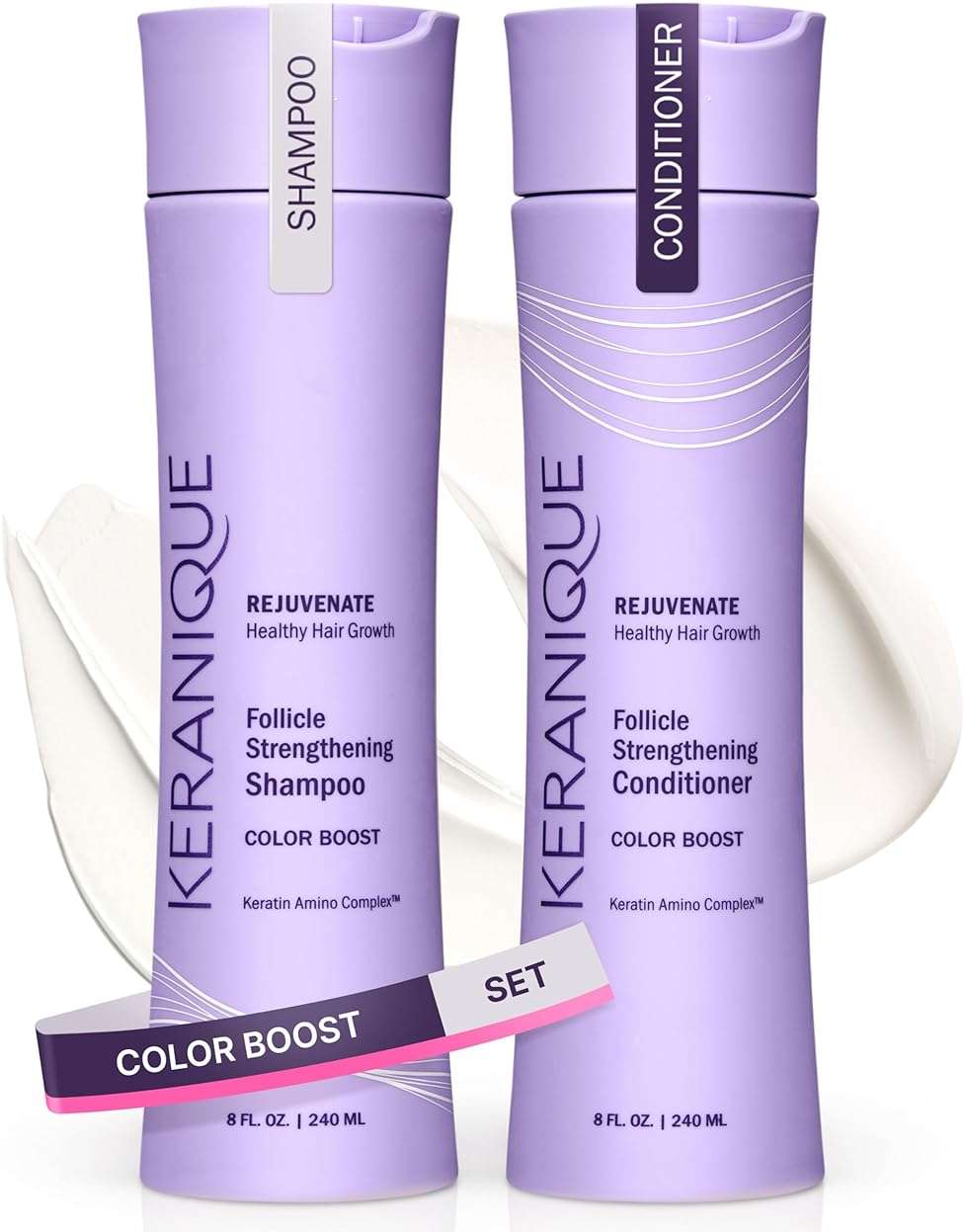 Keranique Rejuvenate Color Boost Shampoo & Conditioner for Color-Treated Hair, Thinning Hair – Sulfate & Paraben Free with UV Protection – Helps Reduce Color Fade & Wash-Out – Keratin Amino Complex™ - Image 1