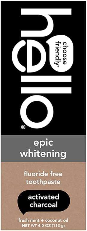 hello Epic Whitening Charcoal Fluoride Free Toothpaste, Activated Charcoal Toothpaste with Coconut Oil, Whitens Teeth Naturally, SLS Free, Fresh Mint, 4.0 Oz Tube - Image 8