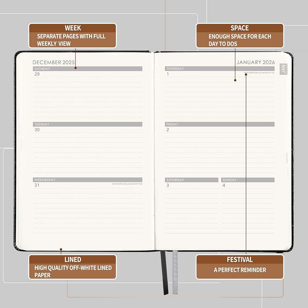 2026-2027 Planner - Planner 2026-2027 with Pen Loop, Jul 2026 - Jun 2027, to Achieve Your Goals & Improve Productivity, Thick Paper, 40 Note Pages, Inner Pocket, 5.75" x 8.25" - Black - Image 4