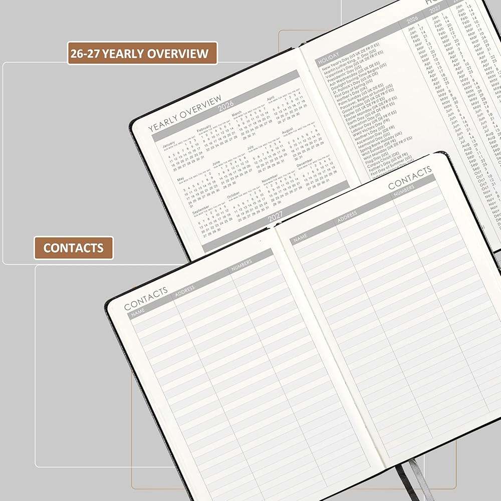 2026-2027 Planner - Planner 2026-2027 with Pen Loop, Jul 2026 - Jun 2027, to Achieve Your Goals & Improve Productivity, Thick Paper, 40 Note Pages, Inner Pocket, 5.75" x 8.25" - Black - Image 5