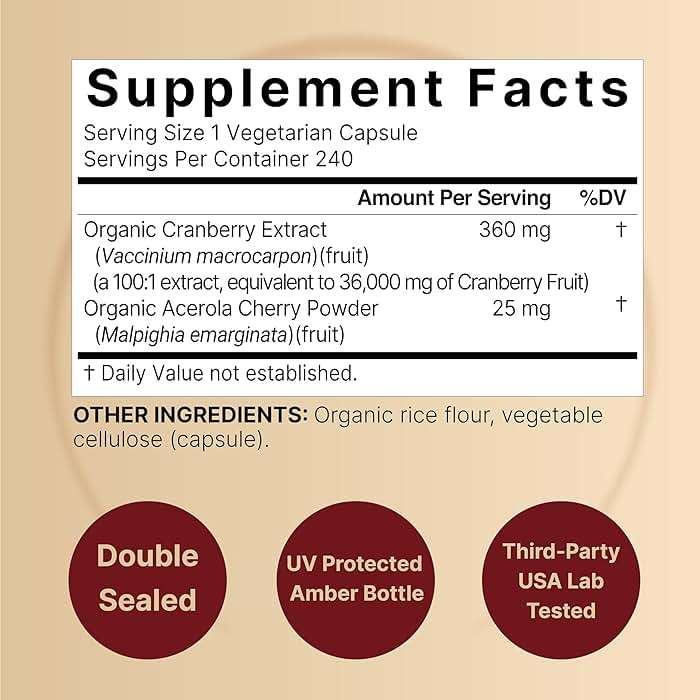 NatureBell Cranberry Concentrate - 240 Capsules - Organic Cranberry Concentrate with Acerola Cherry - Urinary Tract & Prostate Support* - Vegetarian - Image 2
